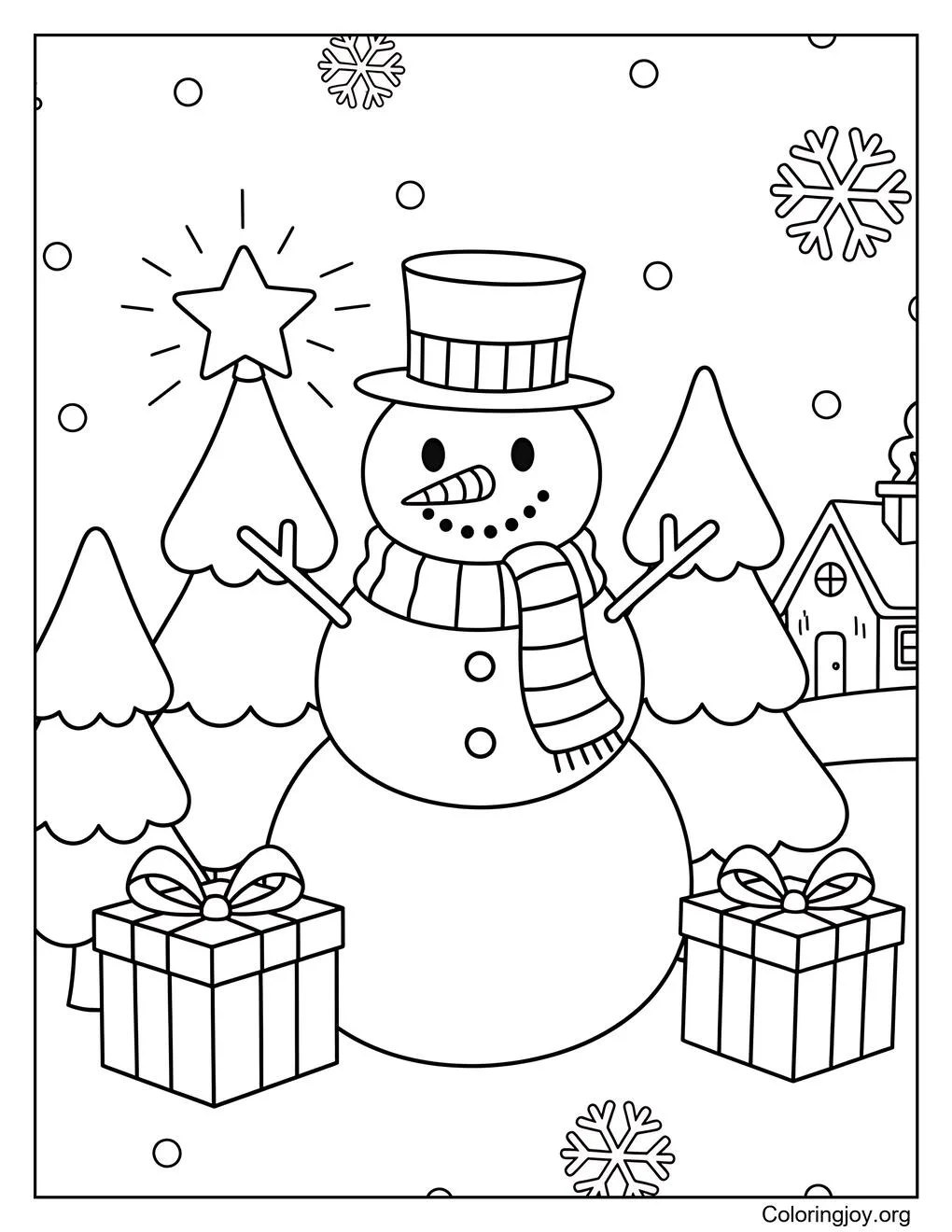Página fácil para colorear de Navidad