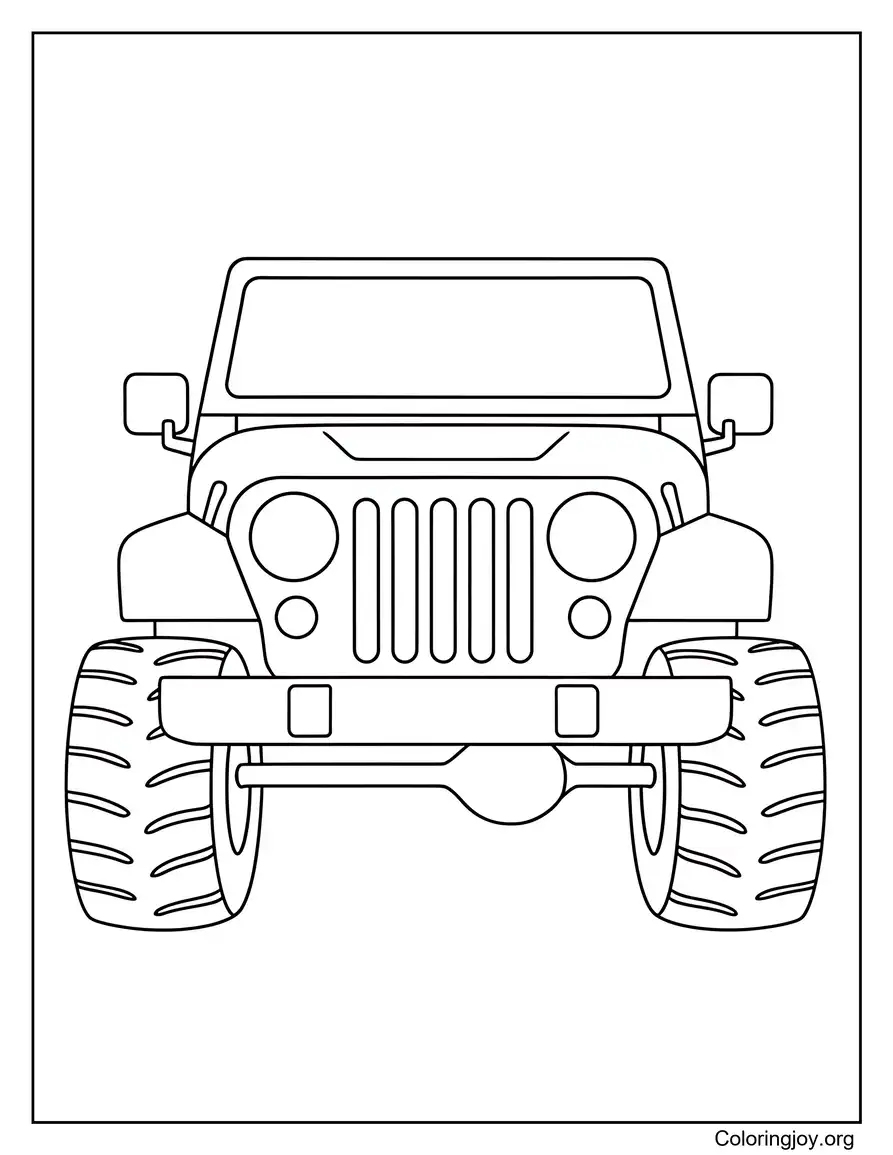 Easy Jeep Design for Kids coloring page