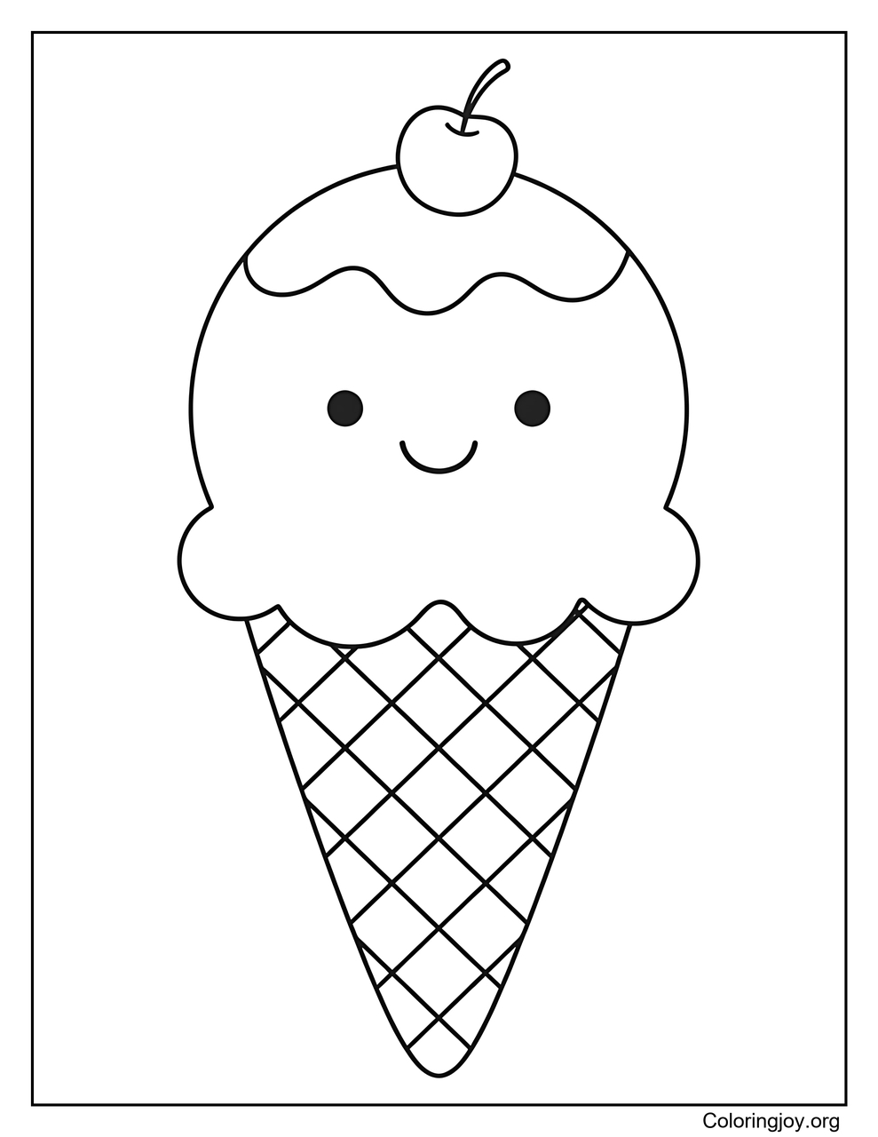 A Happy Ice Cream Cone with a Friendly Face