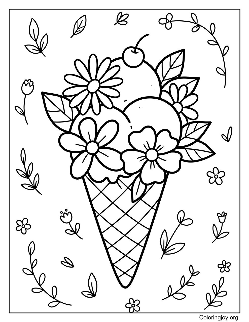 A Cone Decorated with Flowers