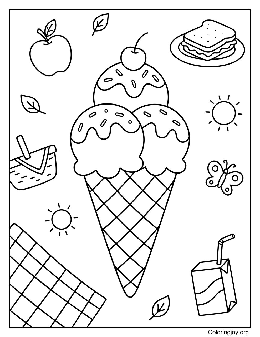 A Picnic Scene with Ice Cream