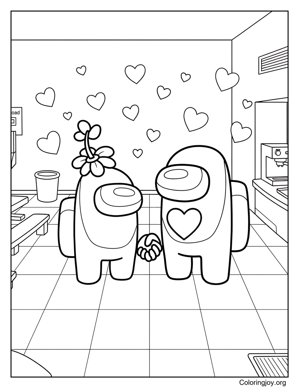 Share the Fun with Valentine Among Us coloring page