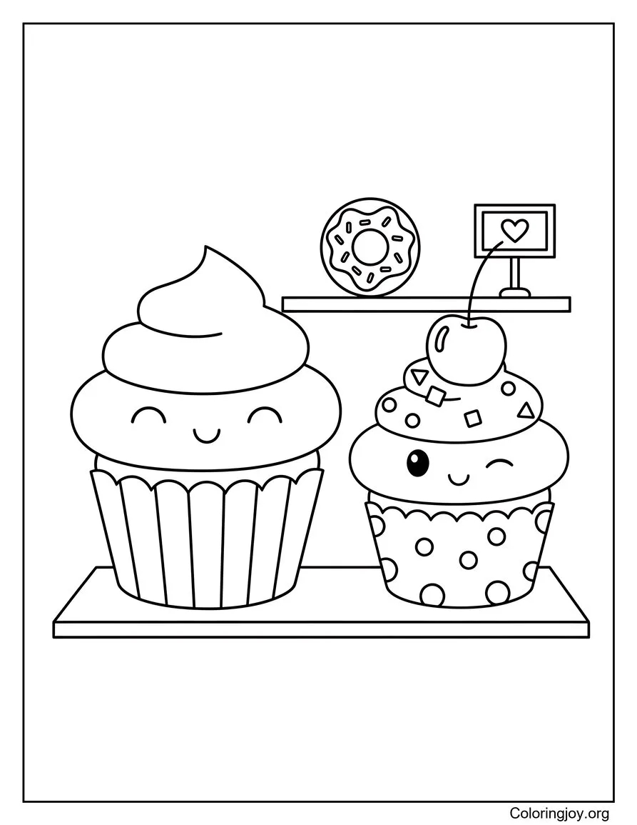 Cupcakes souriants dans une boulangerie sucrée