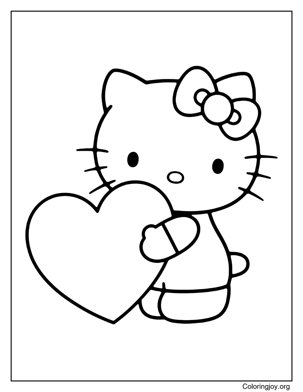 Hello Kitty Abrazo de corazón página para colorear