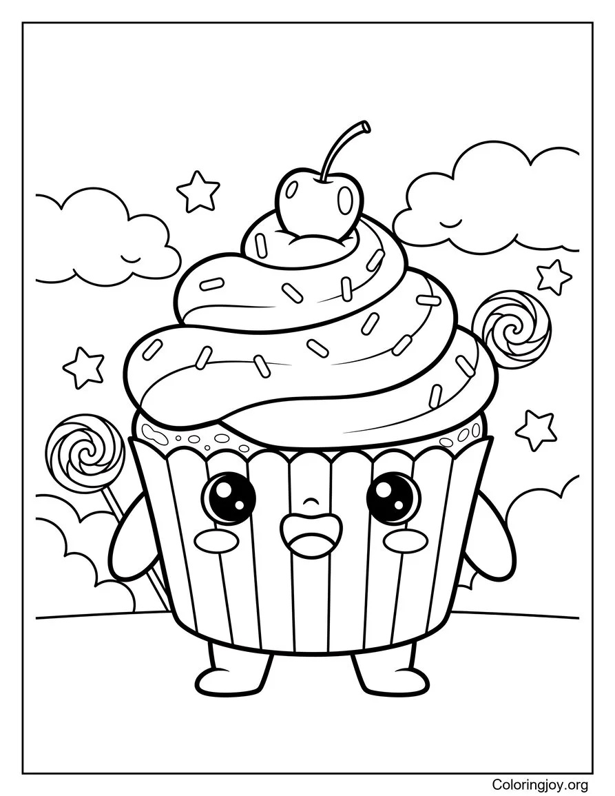 Coloriage Aventure Cupcakes Kawaii
