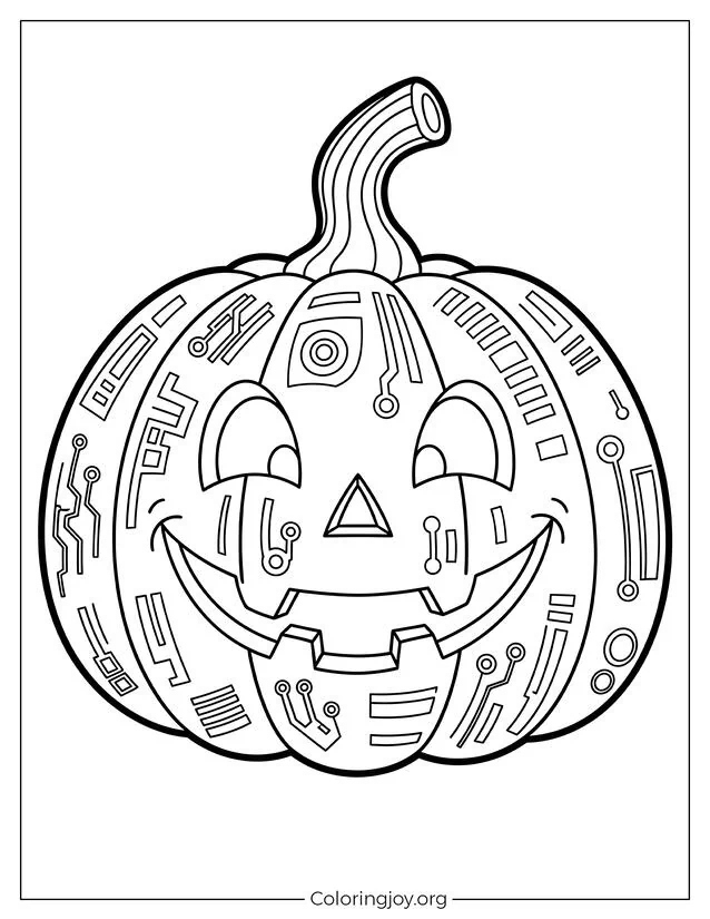 Calabaza con patrones de neón página para colorear