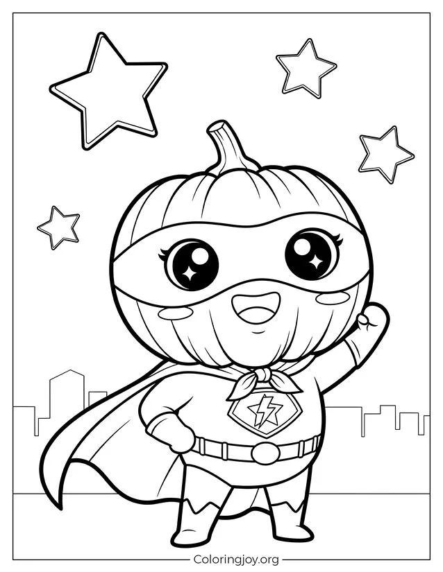 de calabaza de superhéroe página para colorear
