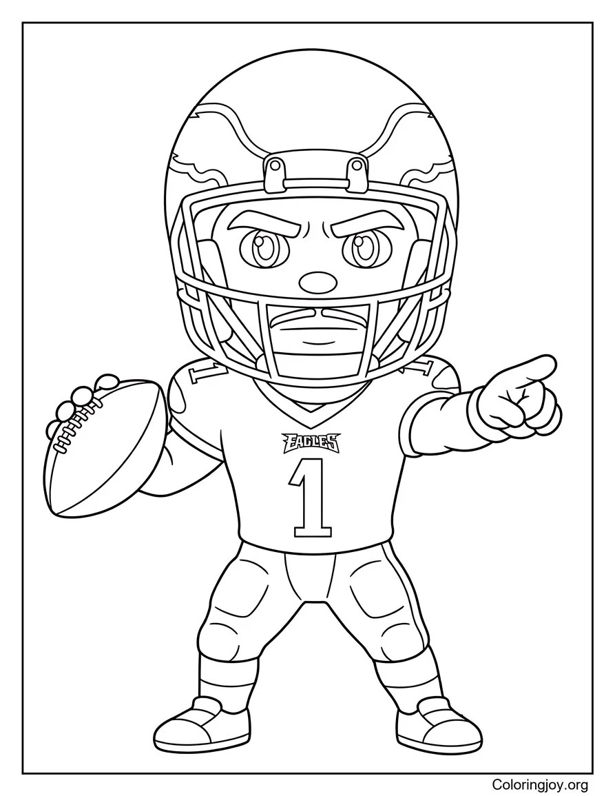Jalen Hurts in Eagles Uniform coloring page