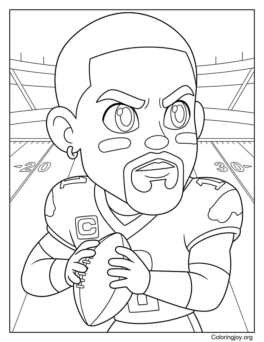 Jalen Hurts Football Game Scene coloring page