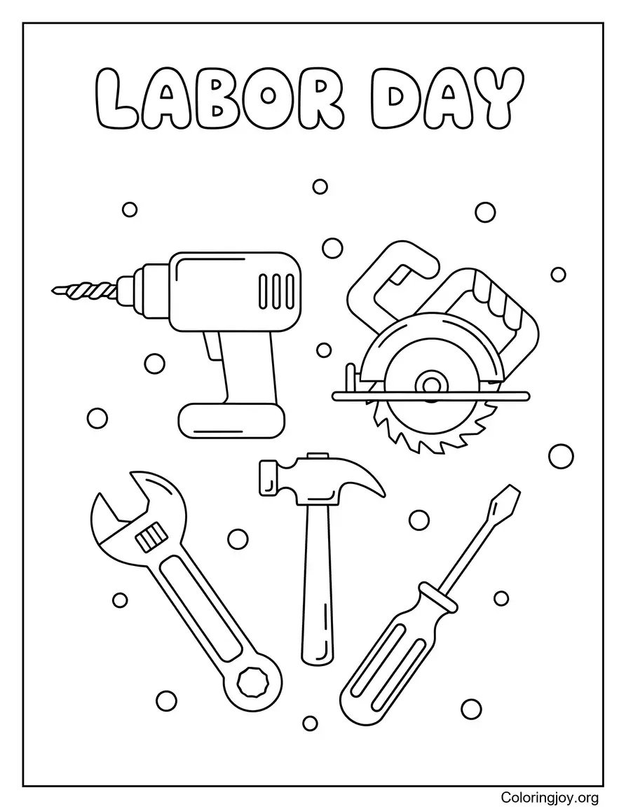Poder laboral del Día del Trabajo página para colorear