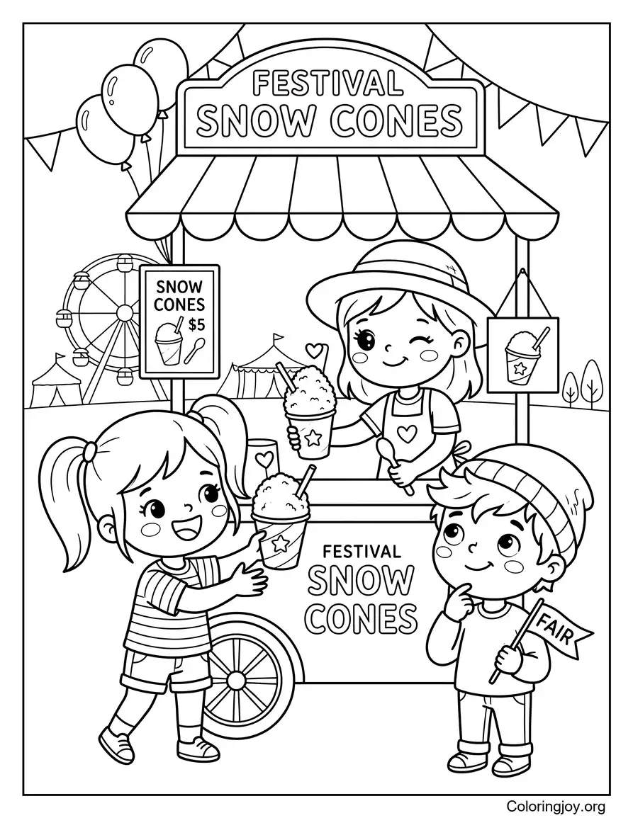 Snow Cone Stand At The Fair Booth coloring page