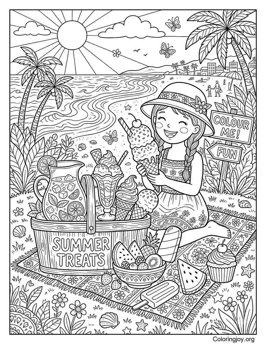 Summer TreatsOutline coloring page