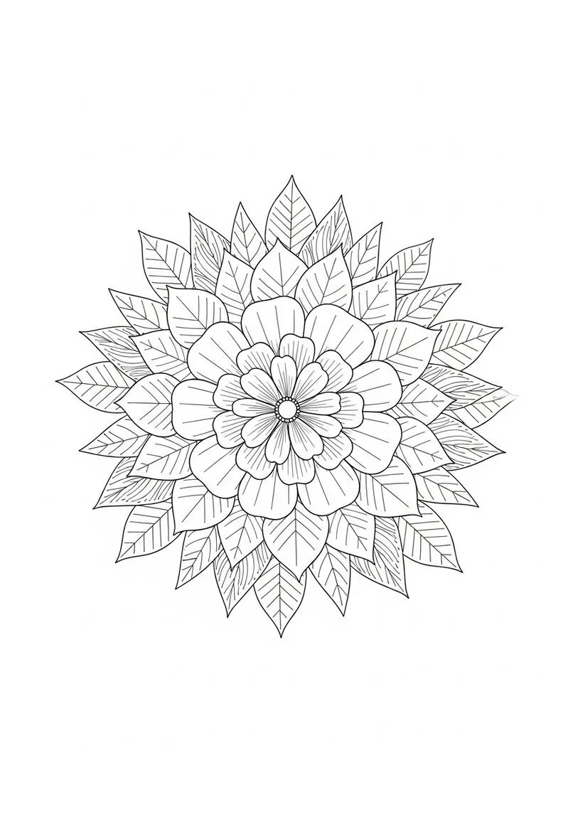 Circle Flower Coloring Page