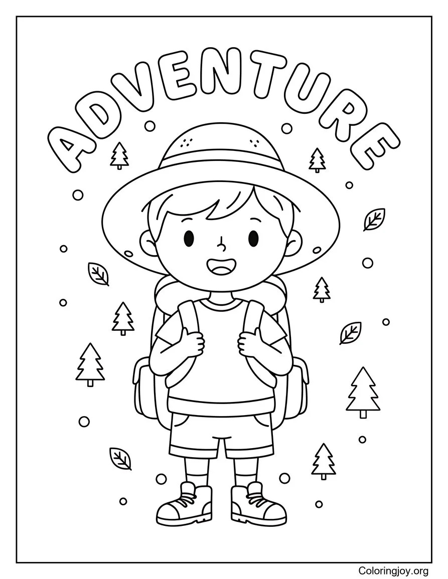 Avventure all'aria aperta Estate da colorare Pagina Tema natura disegno da colorare