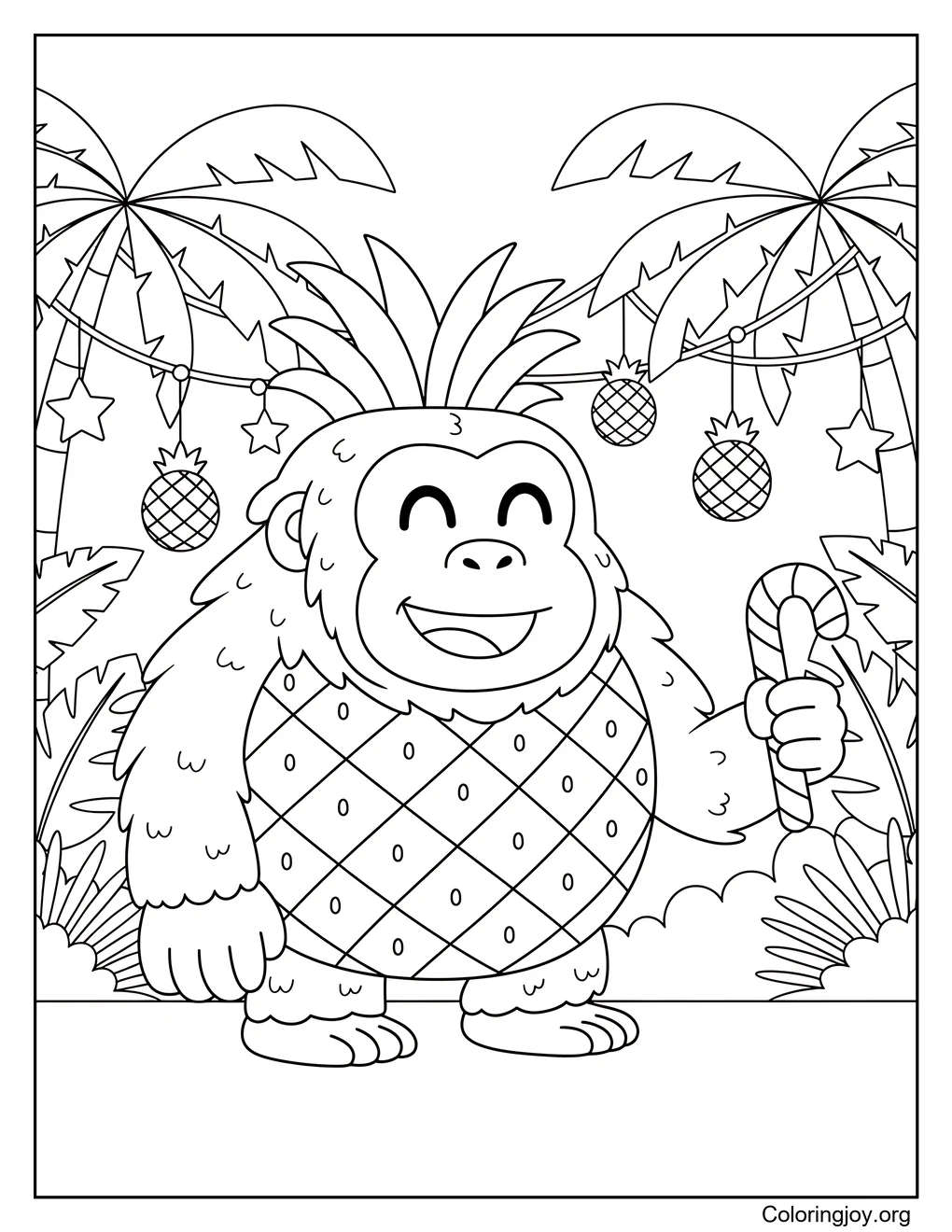 Celebración navideña de Orangutini Ananasini página para colorear