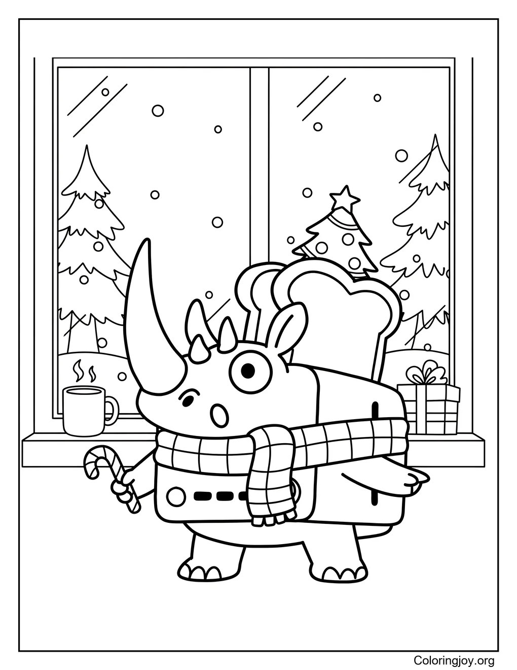 Tema navideño de Rhino Toasterino página para colorear