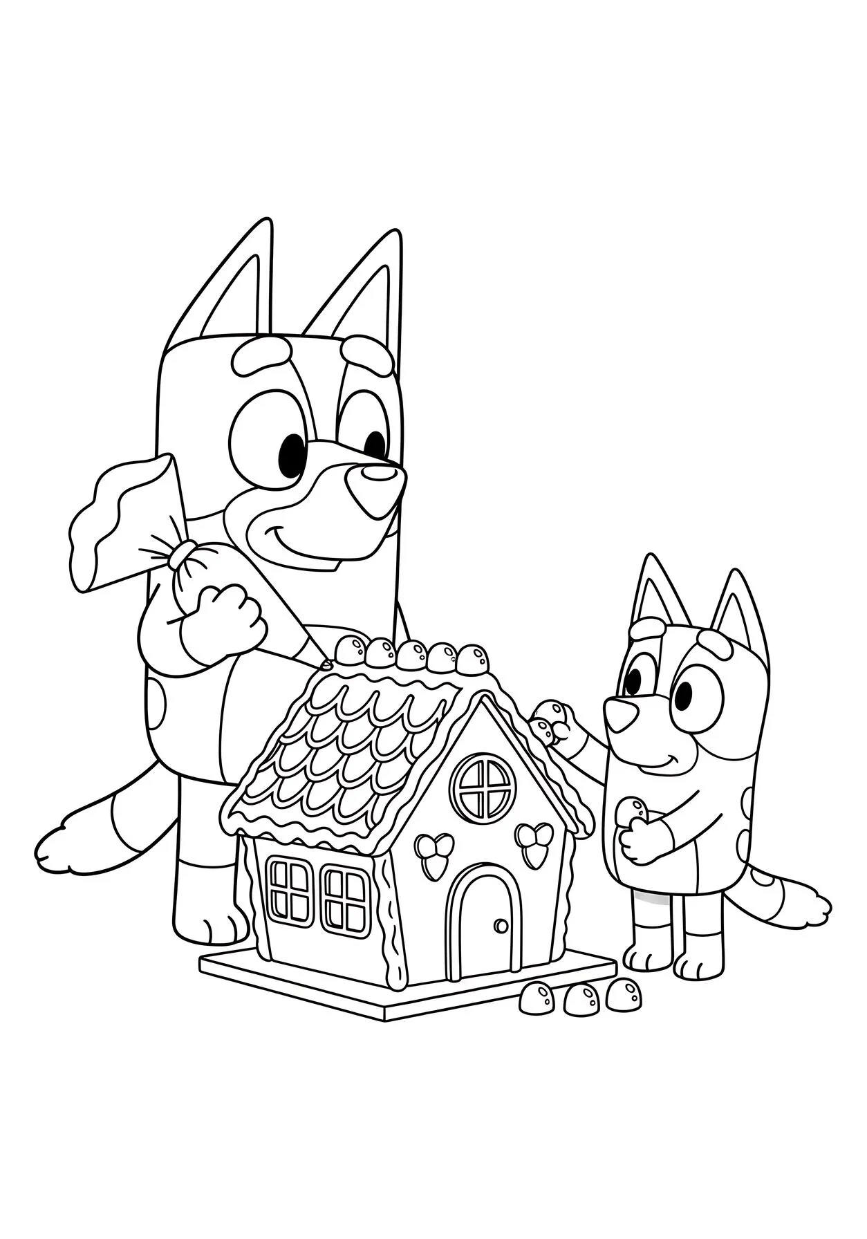 Bluey and Bingo Decorating Gingerbread House