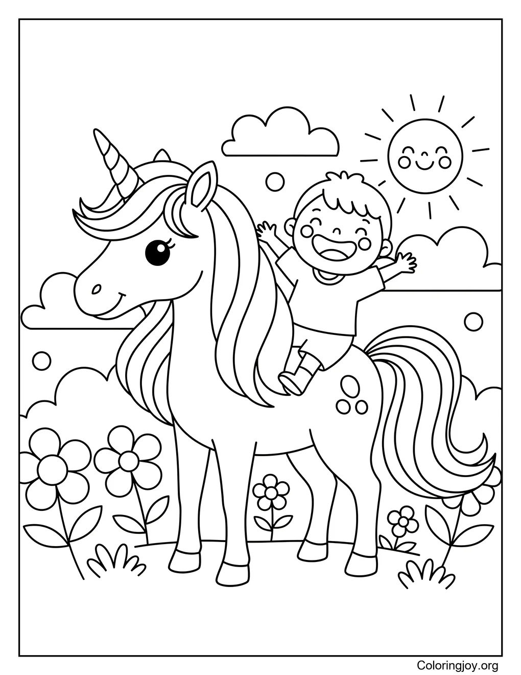 licorne à cheval
