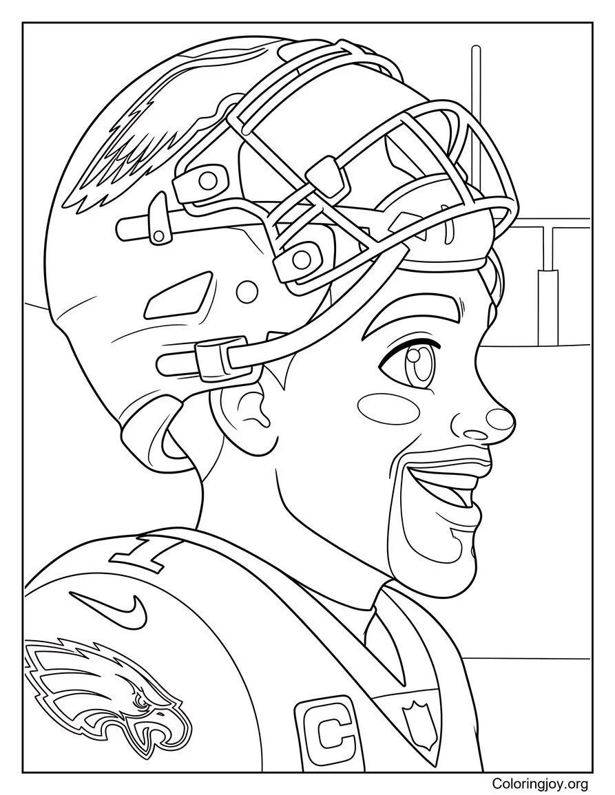 Jalen Hurts Side Profile Portrait coloring page