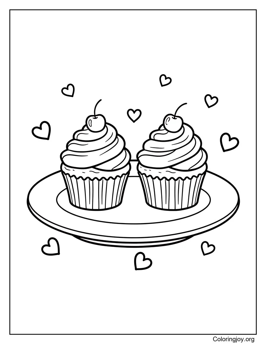 Deux cupcakes sur une assiette