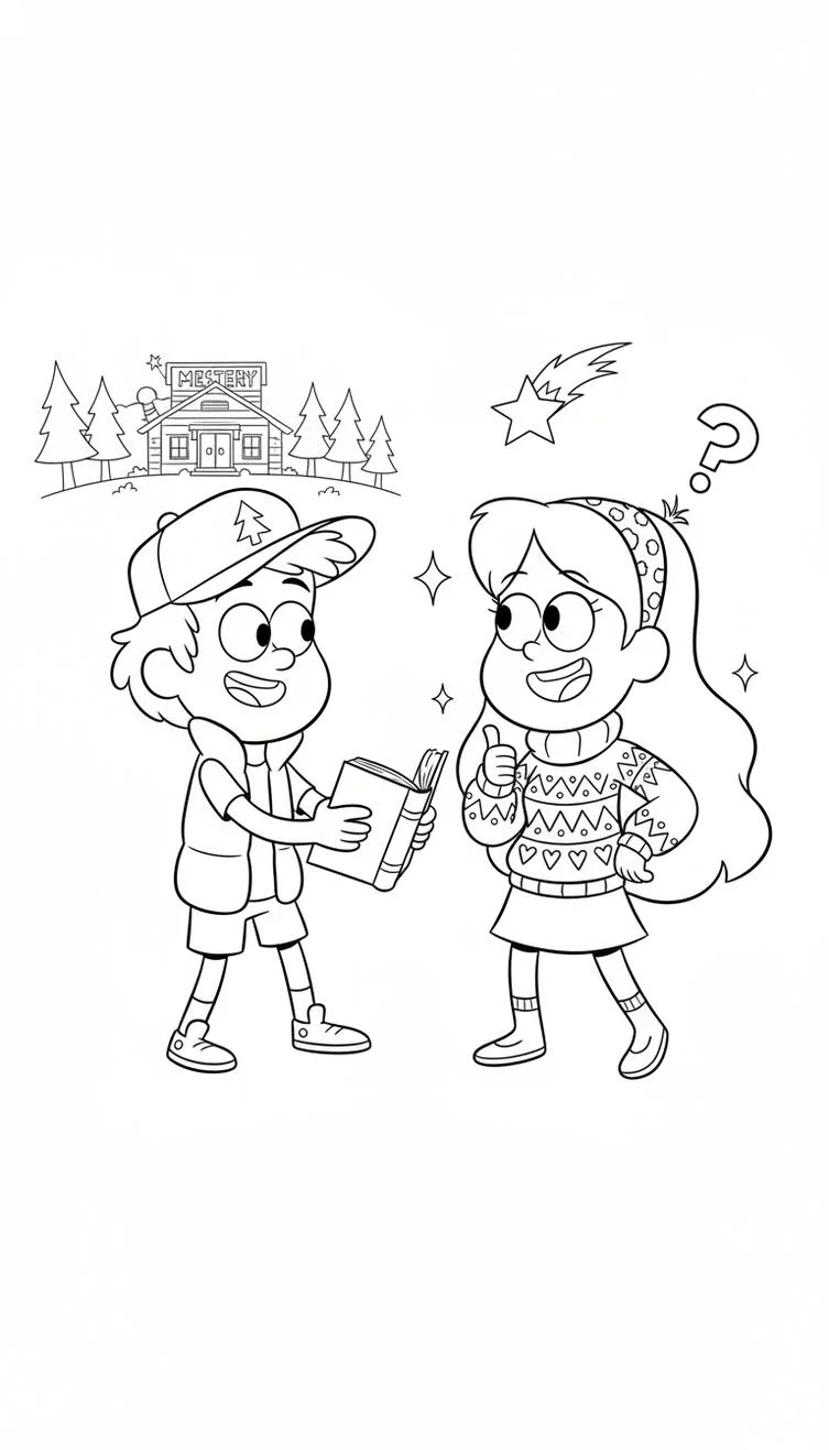 Dipper and Mabel Gravity Falls Coloring page