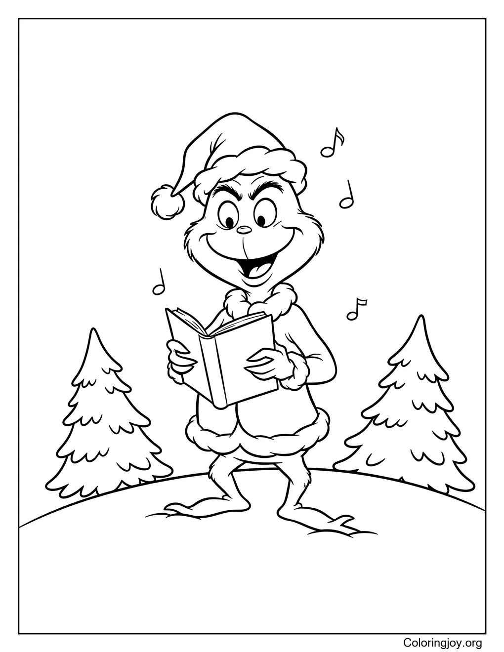 Cute Grinch Singing Christmas Carols Free Printable