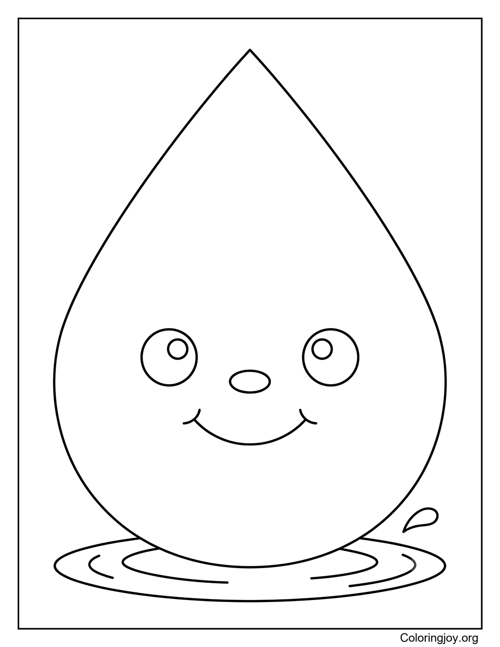 Ein lächelnder Wassertropfen steht allein.
