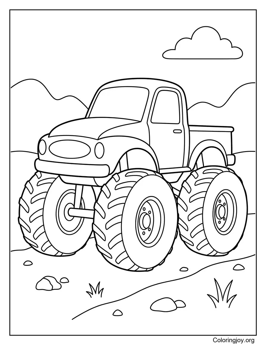 Easy Monster Truckfor Kids coloring page