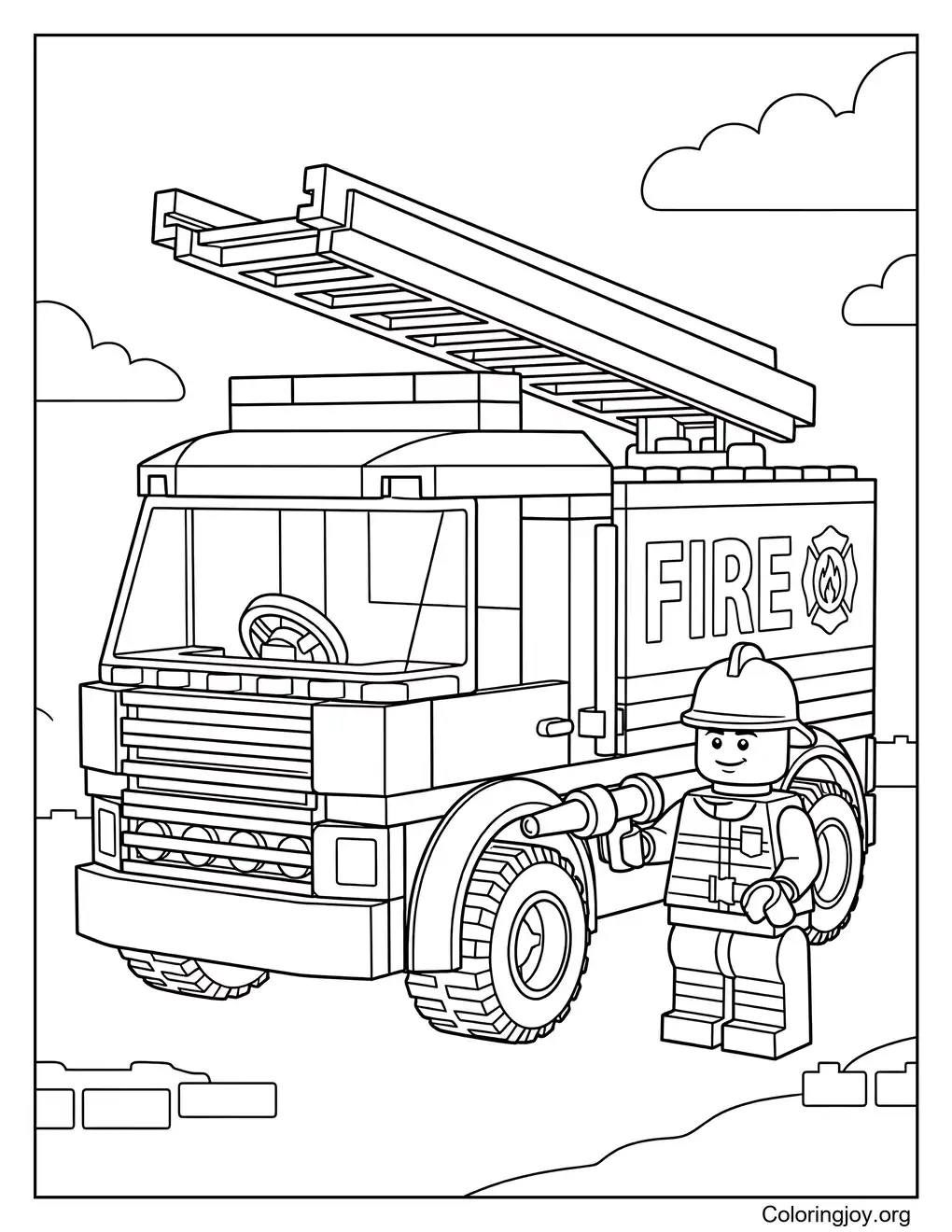 Coloriage Lego Camion De Pompier