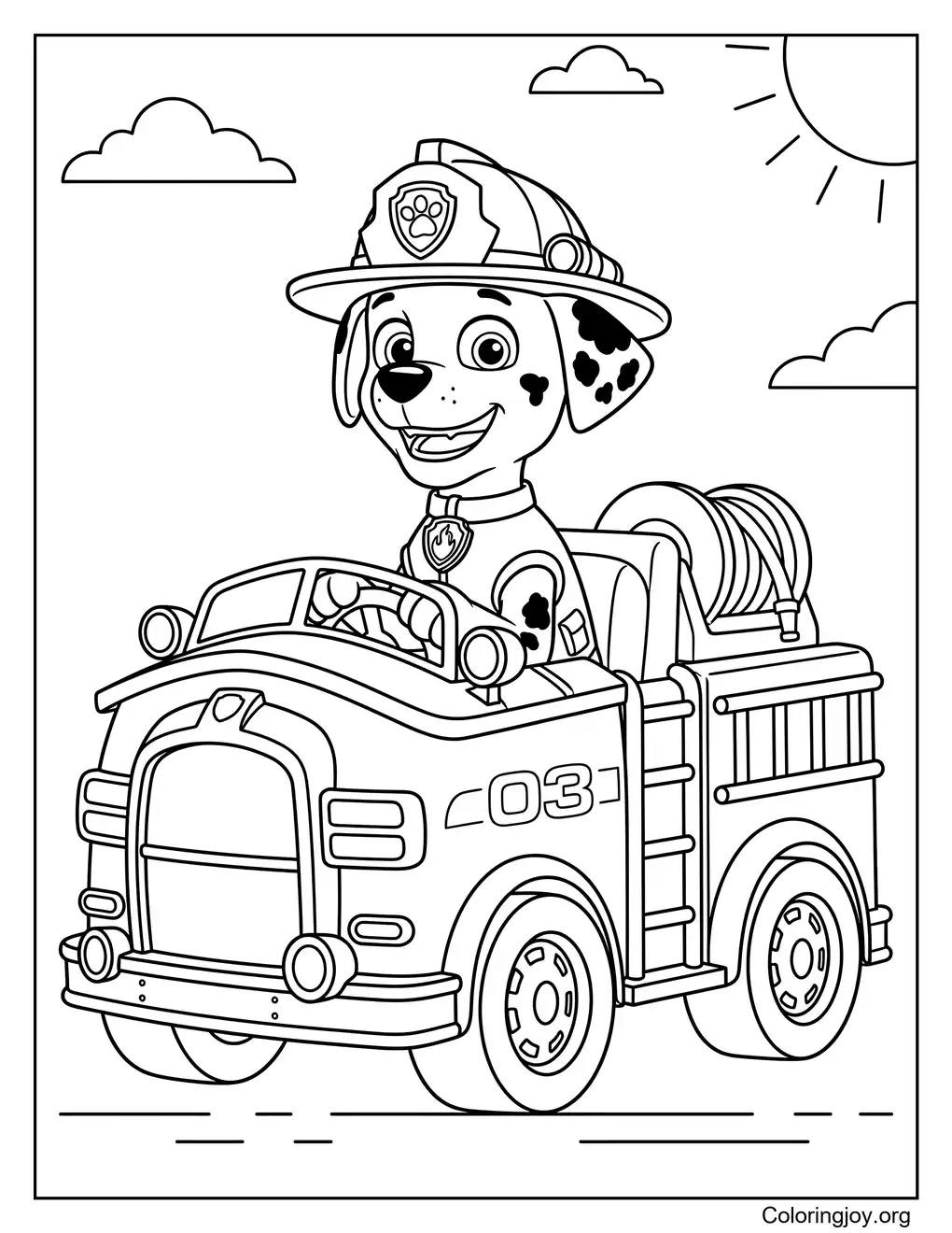 Coloriage Paw Patrol Marshall camion de pompiers