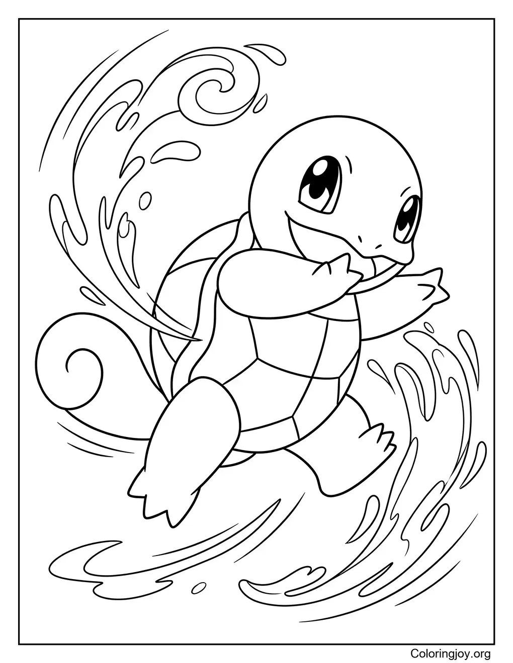 Coloriage de Carapuce pose d'action