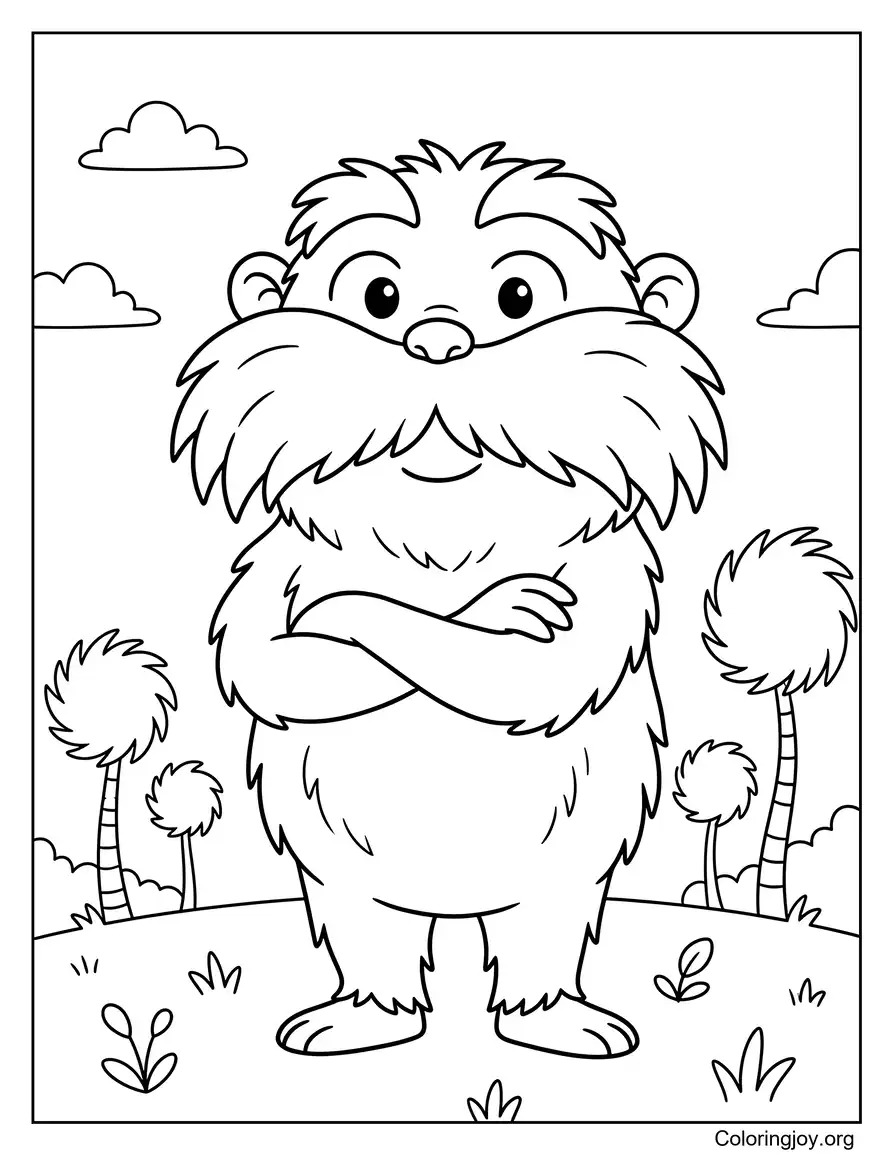 Lorax With Folded Arms Cartoon Coloring Sheet coloring page