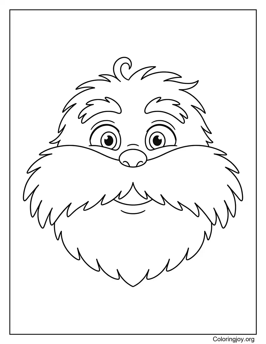 Simple Lorax Face Outline For Kids coloring page