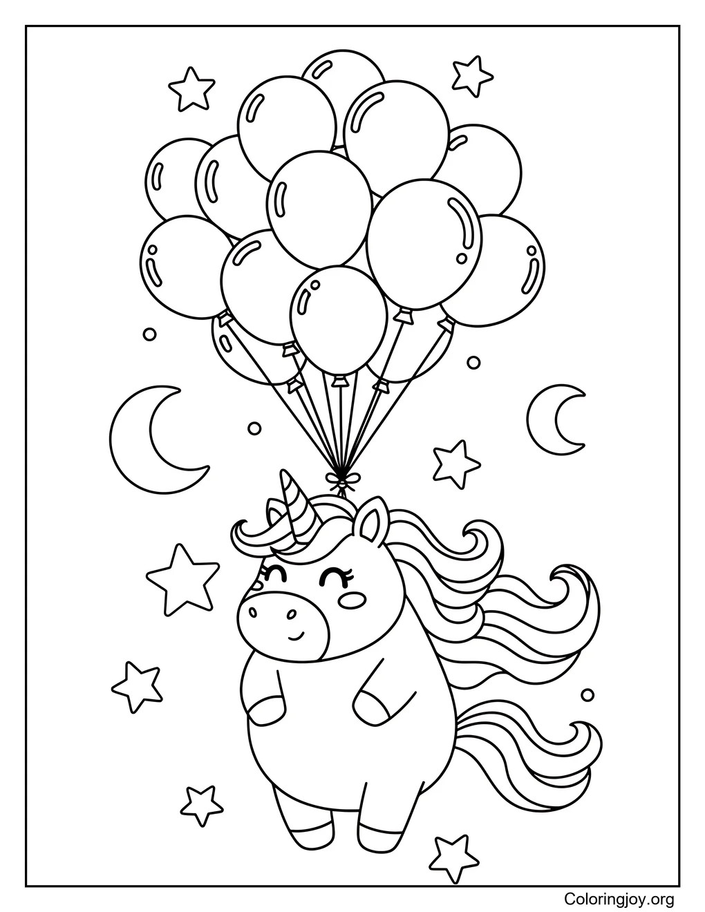 Licorne avec des ballons