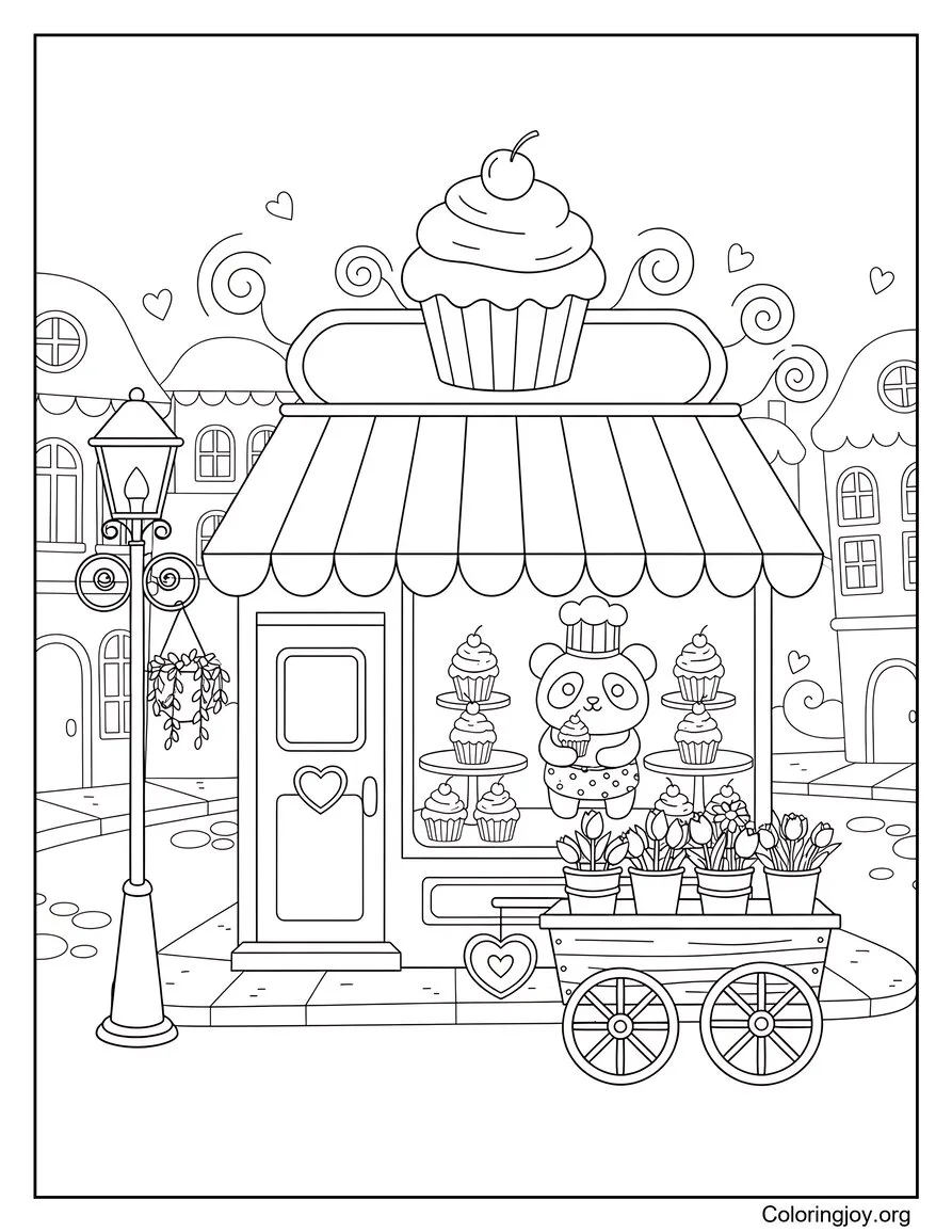 Boutique de cupcakes dans une rue animée