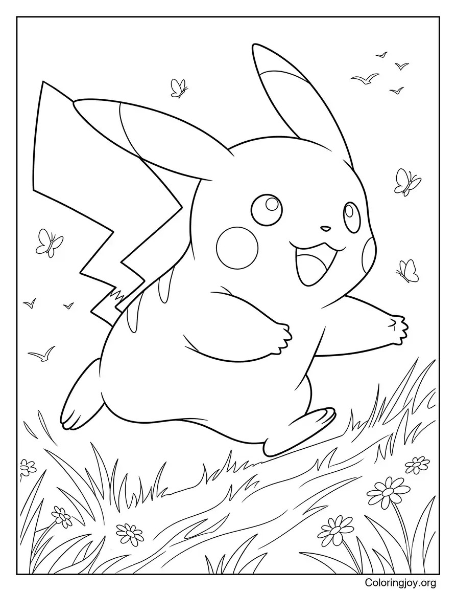 Pikachu Pradera corriente página para colorear