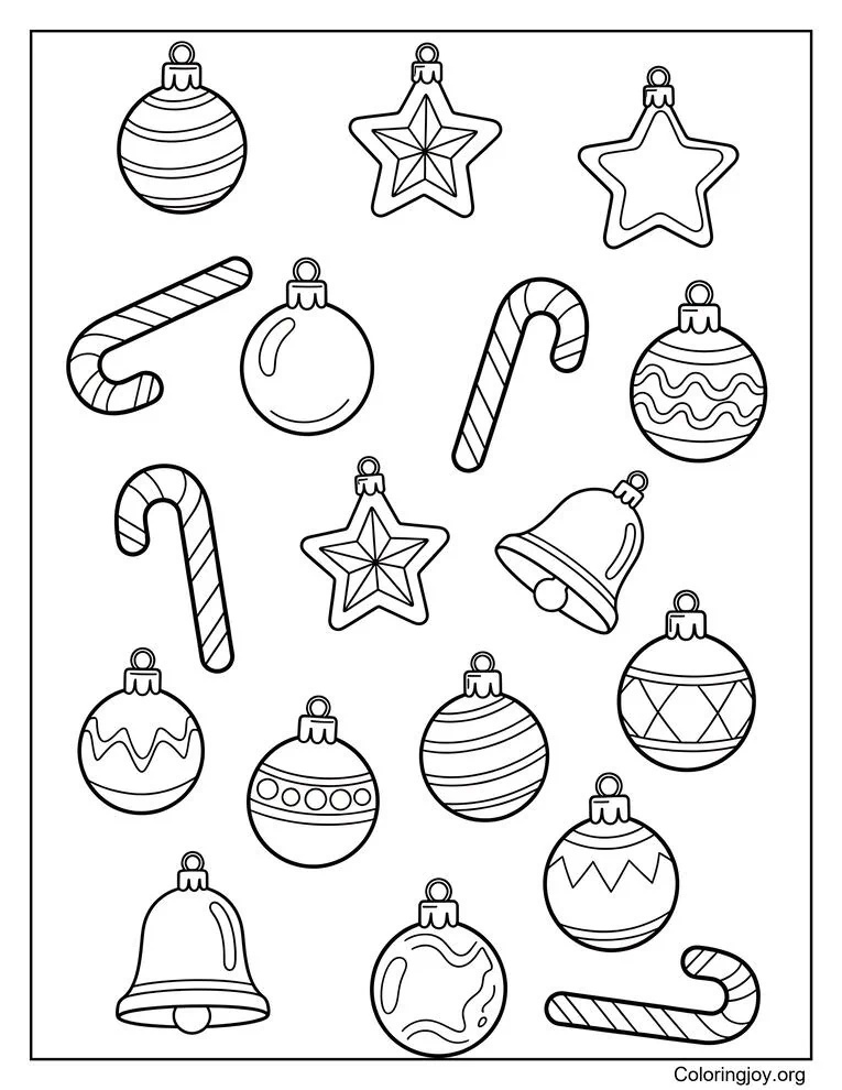 Adornos navideños y bastones de caramelo imprimibles