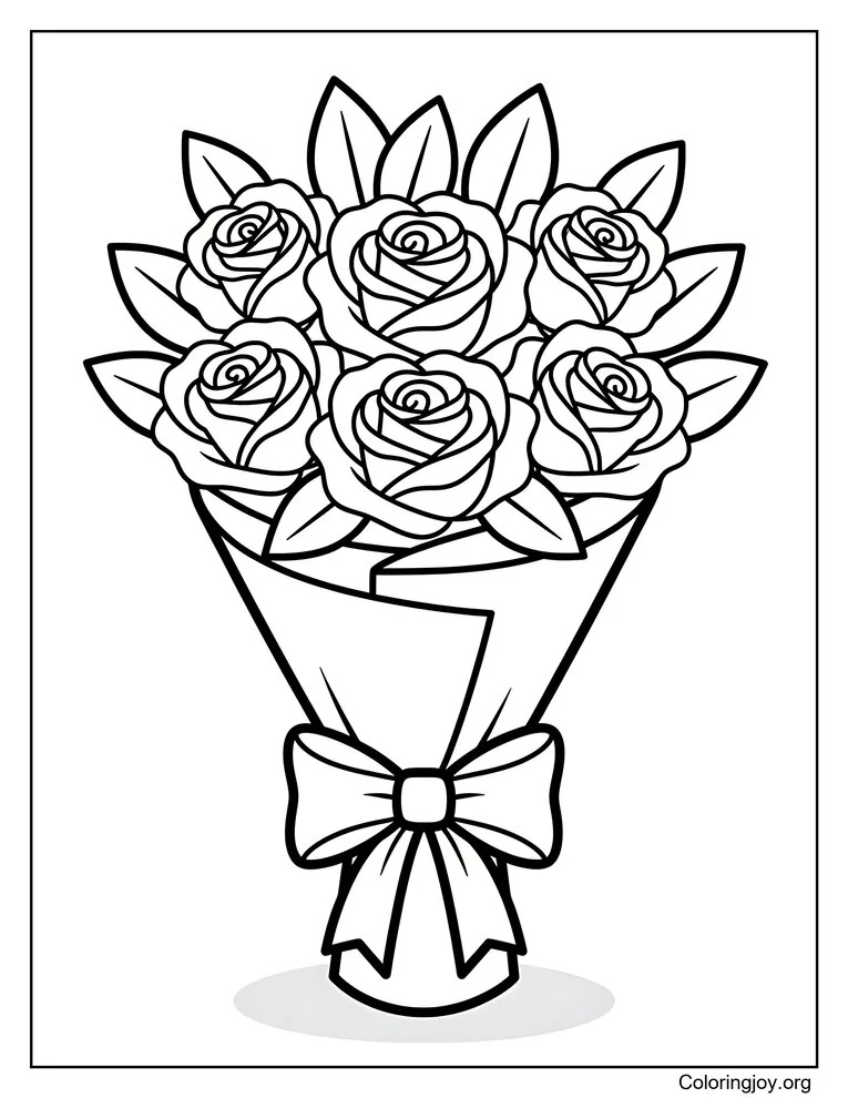 Valentine's Day - Rose Bouquet coloring page