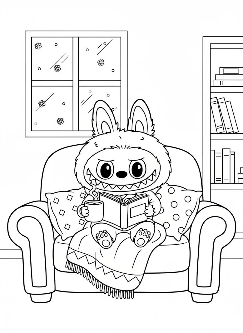 Labubu acogedora página para colorear