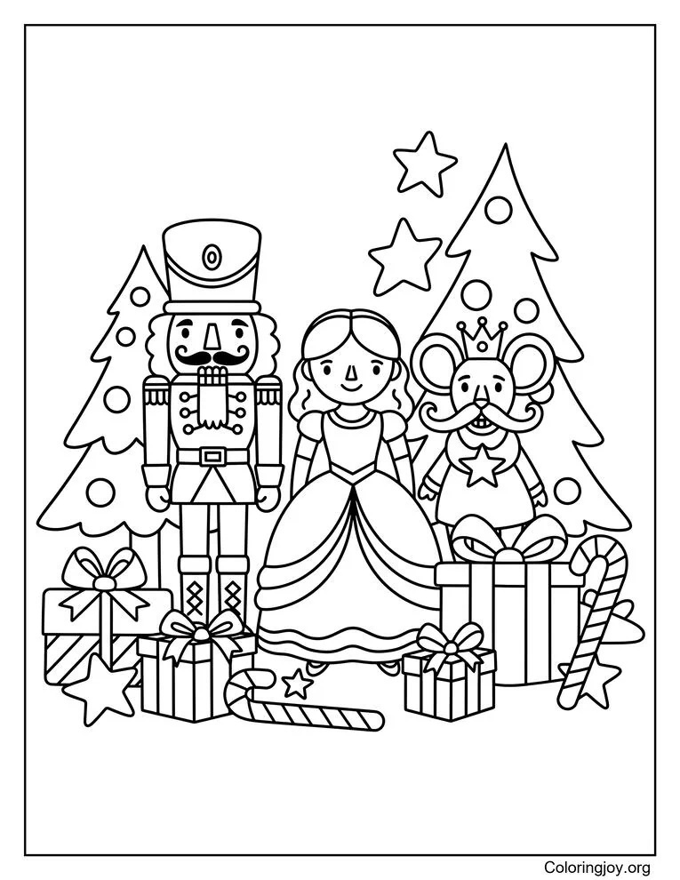Coloring Adventure with Nutcracker Christmas Characters