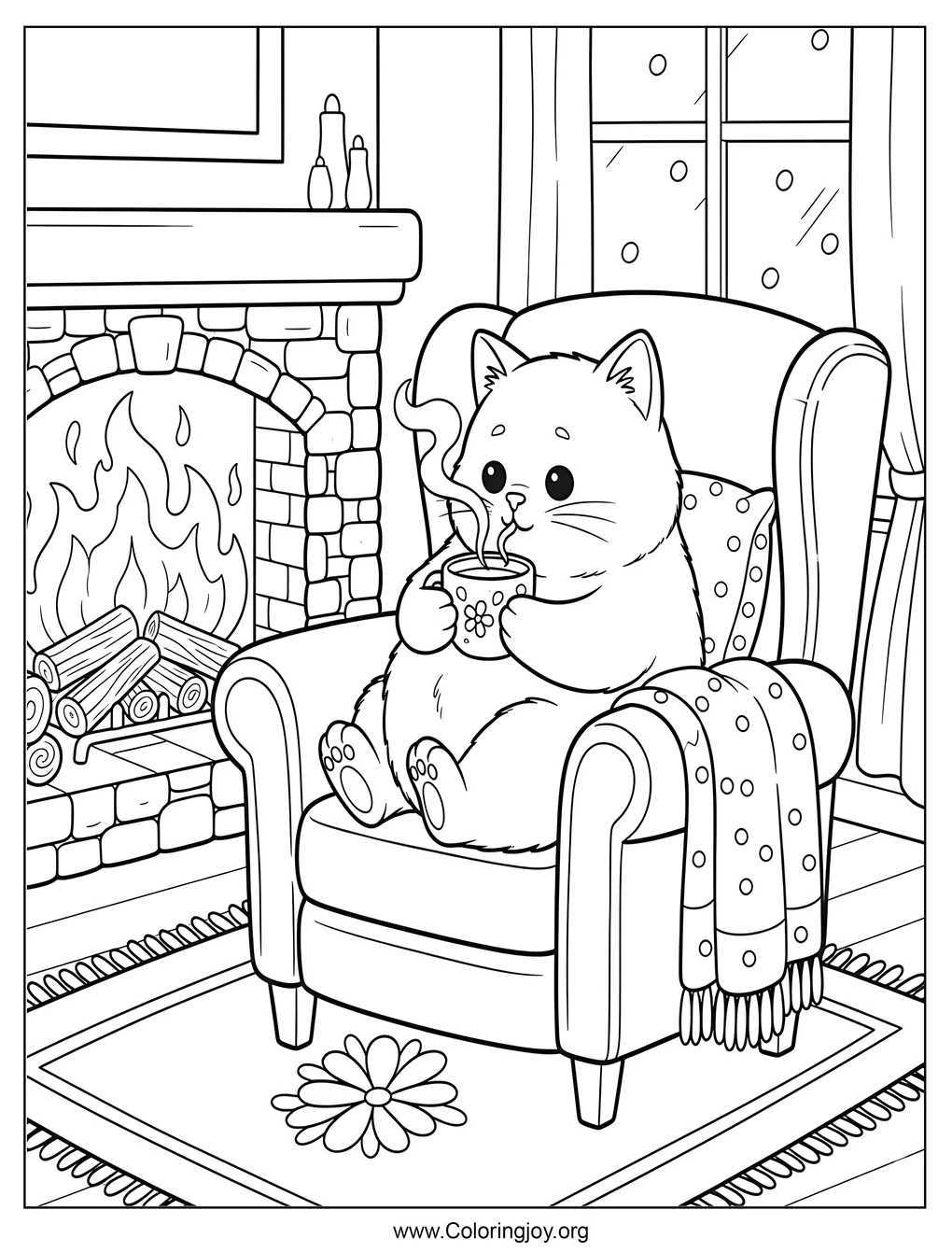 In the kitchen, this cat calmly drinks from a cup.