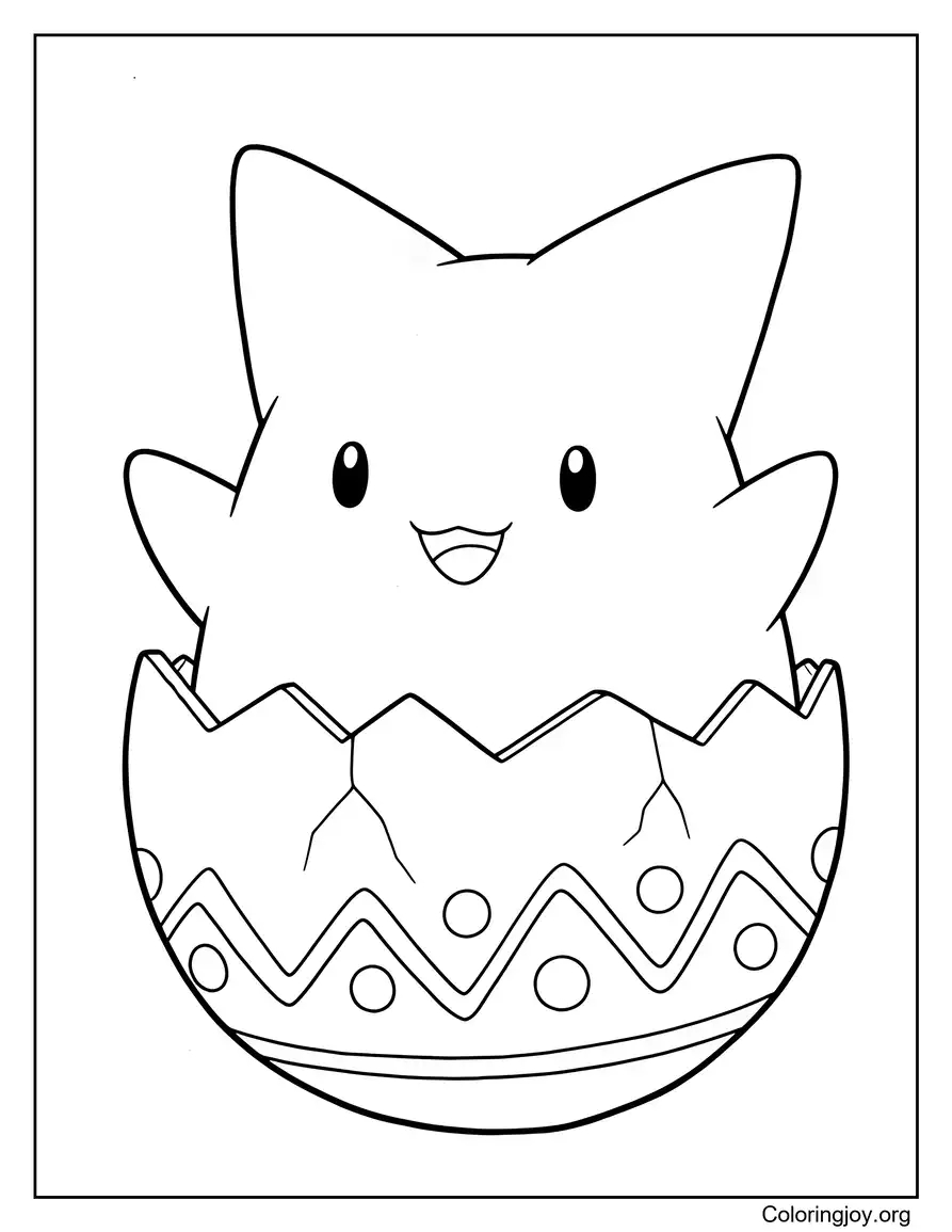 Adorable Togepi con cáscara de huevo para colorear página para colorear