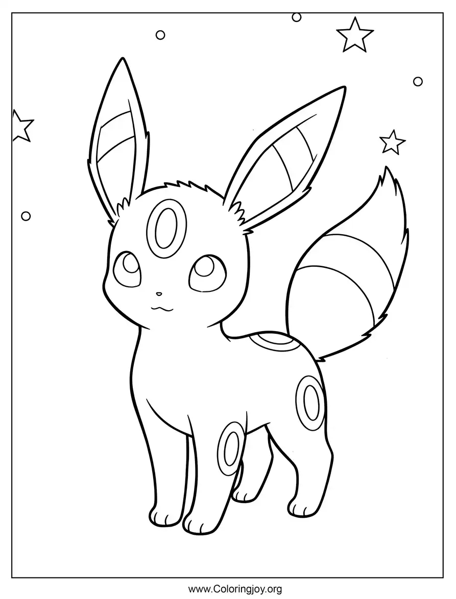 de Umbreon que brilla en la noche página para colorear