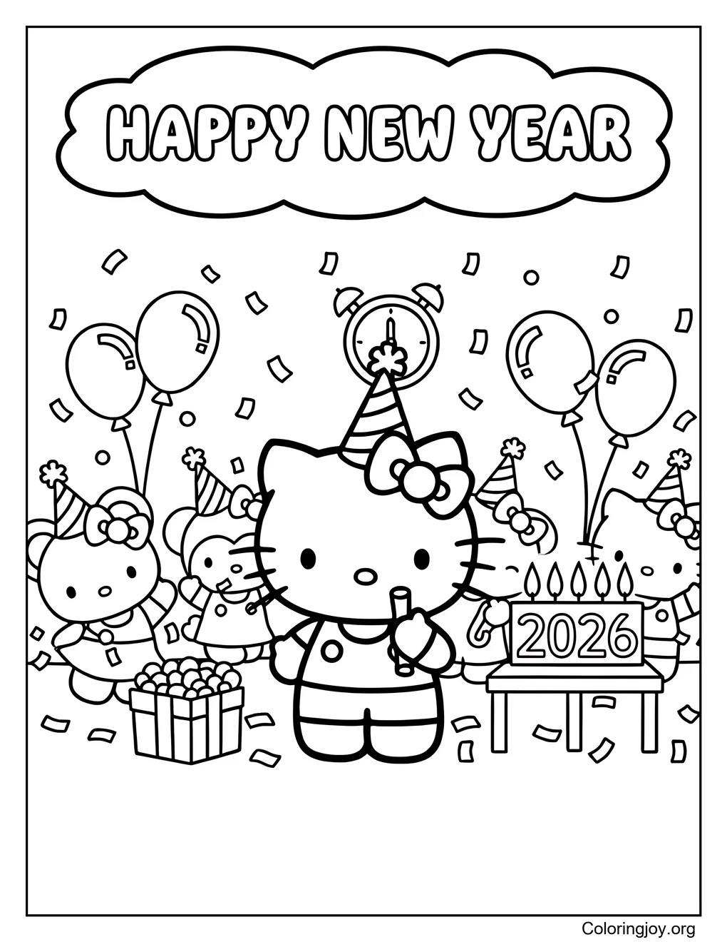 La brillante fiesta de Año Nuevo de Hello Kitty