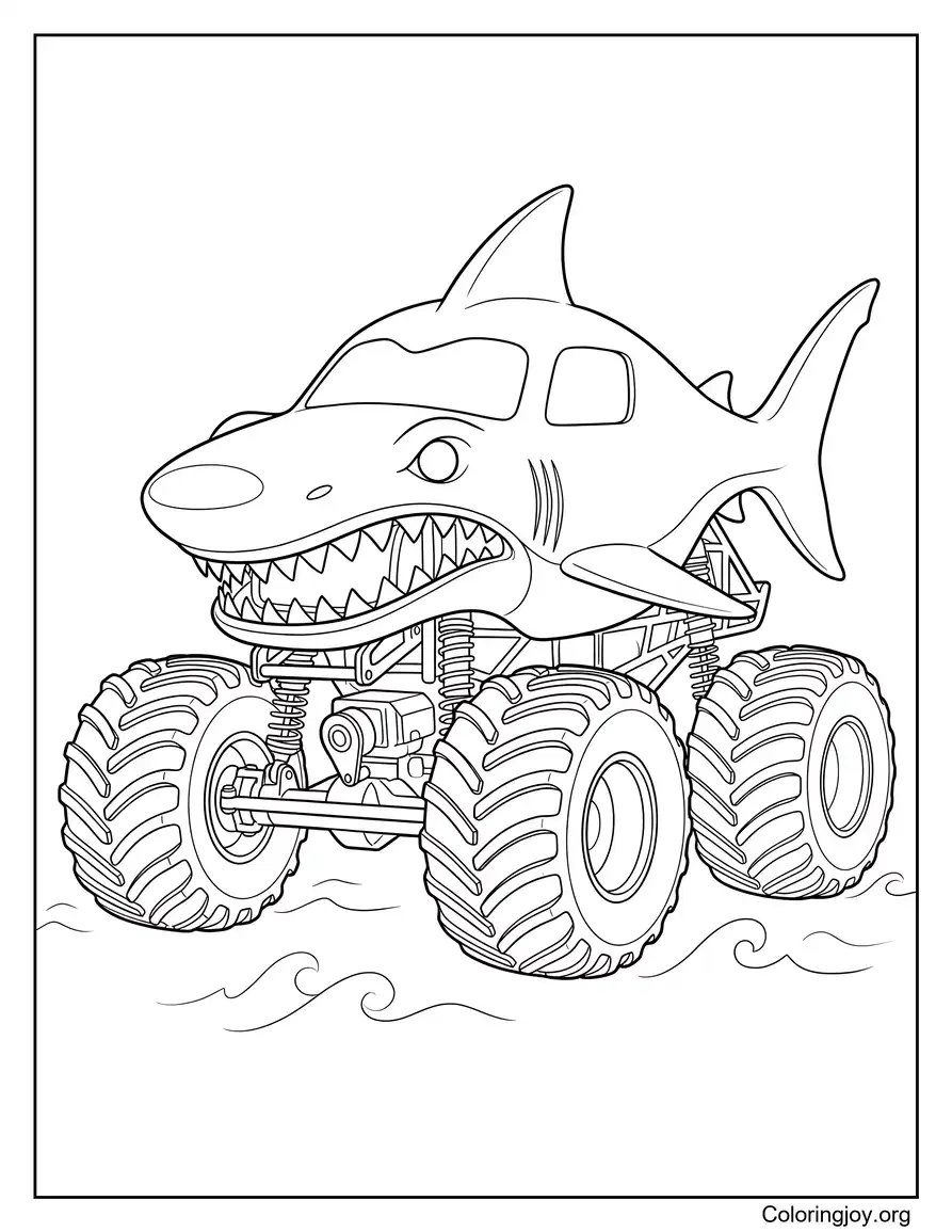 Megalodon Monster TruckOutline coloring page