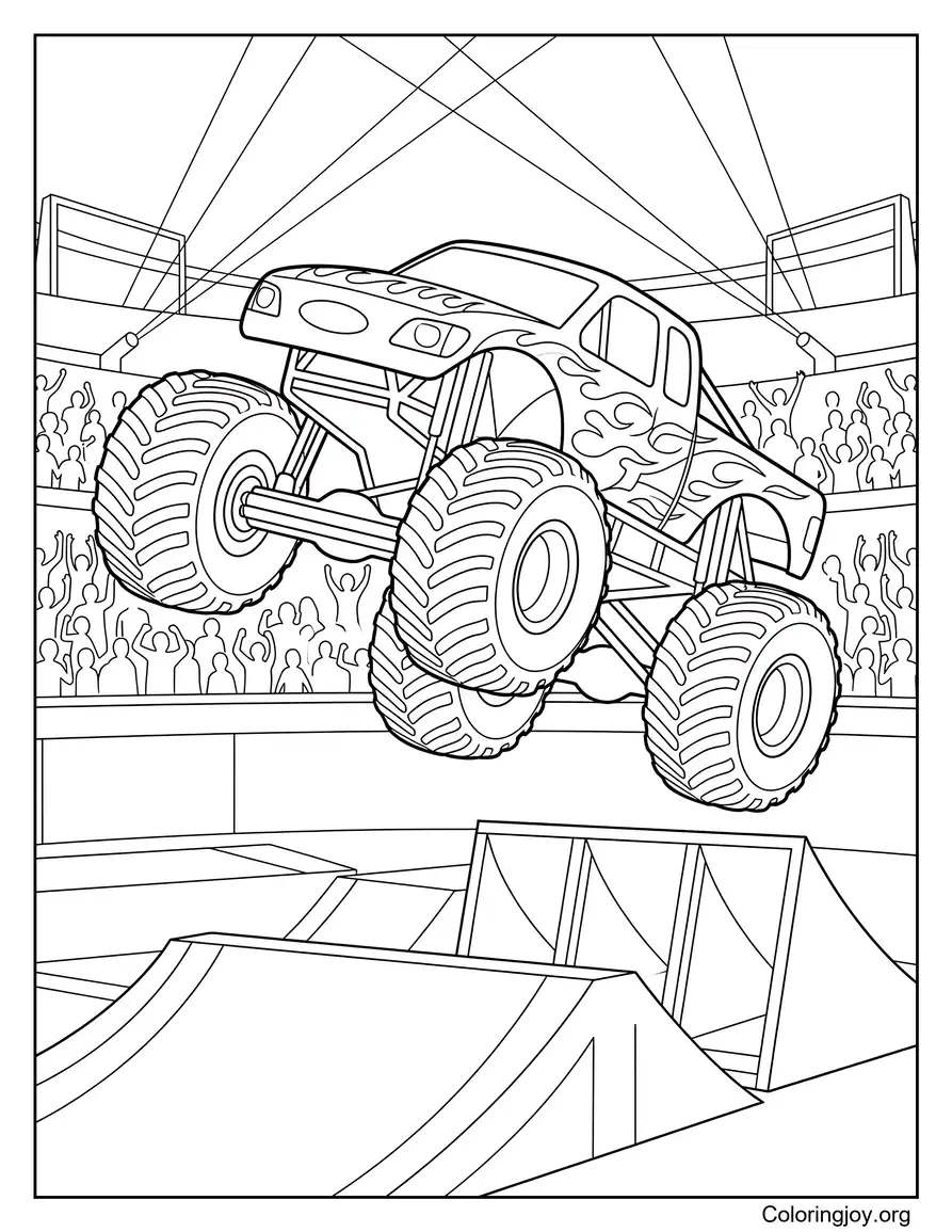 Monster Truck Freestyle Championship Picture to Color coloring page