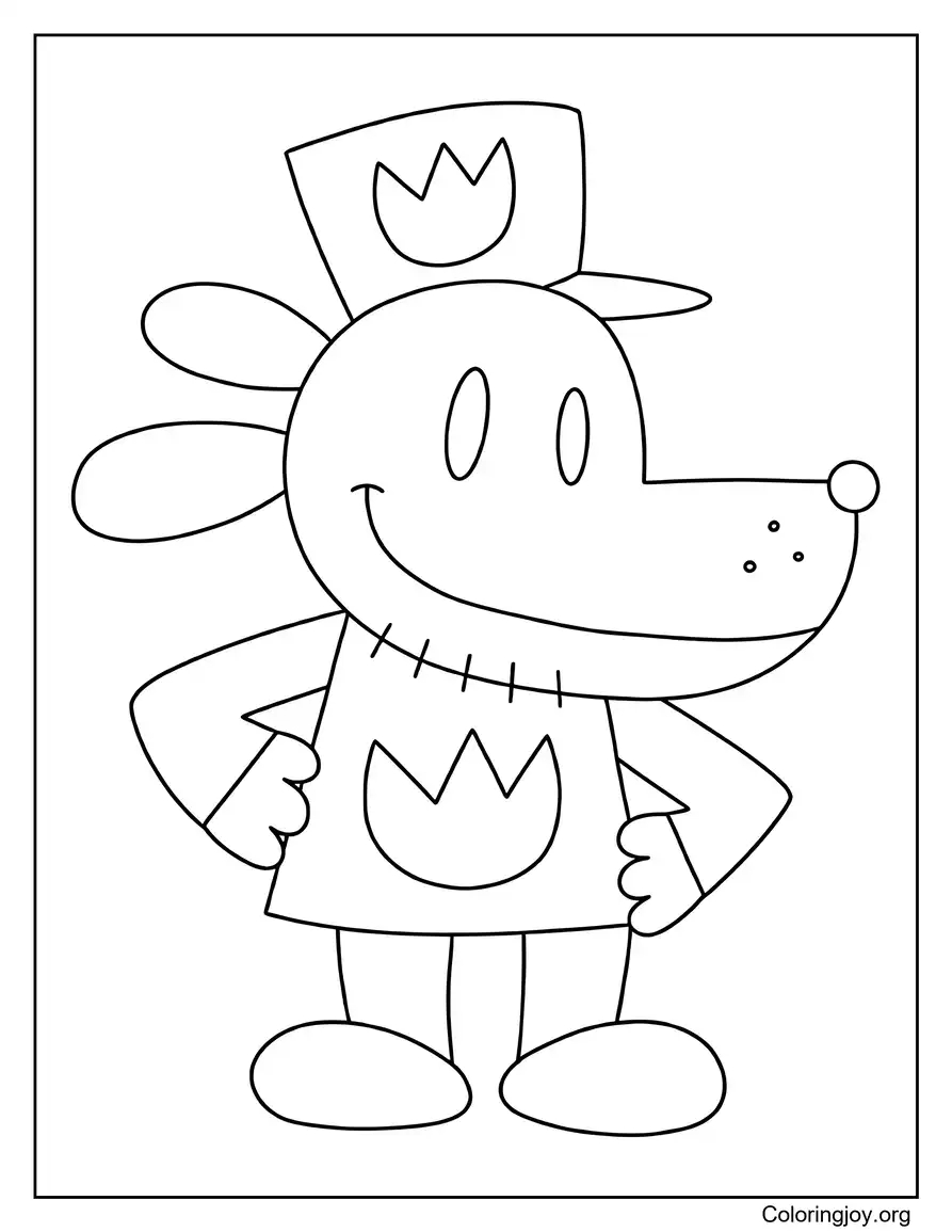 Diseño declásico Dog Man página para colorear