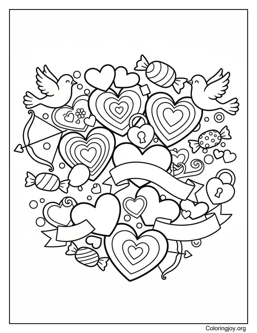 Página para colorear de Corazón de San Valentín