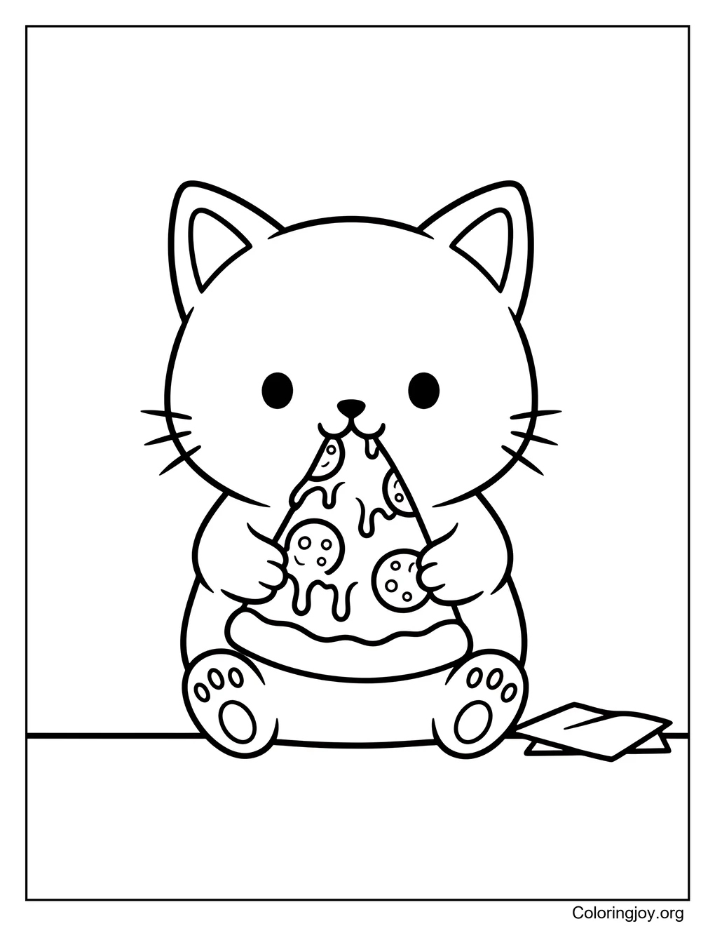 kitty eat pizza