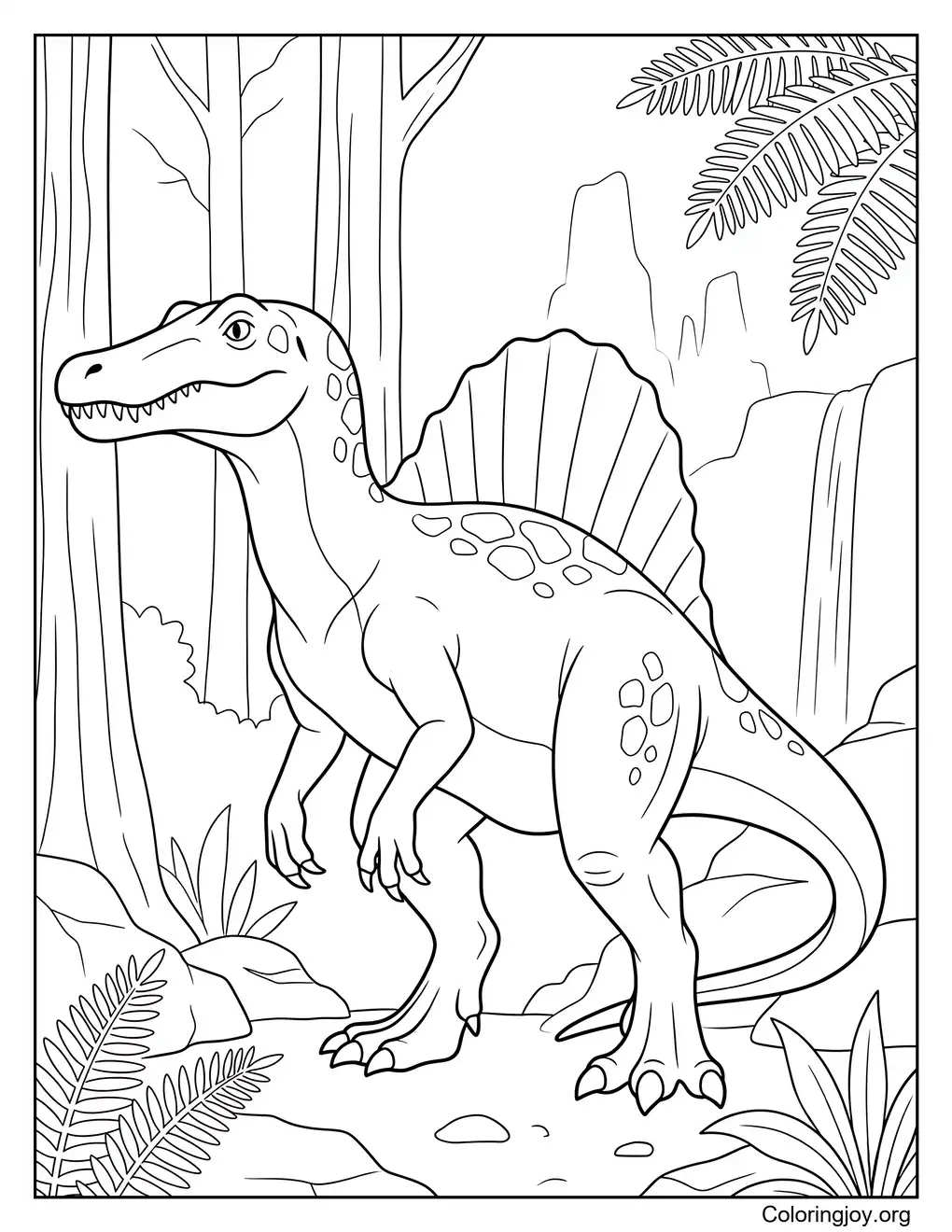 Realistische Regenwald-Spinosaurus-Malseite